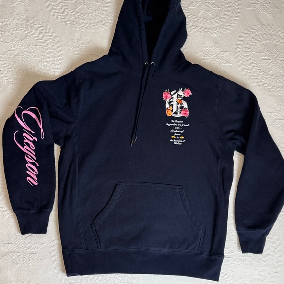 Greyson Black and Pink Hoodie with Floral  Wolf Design - Picture 4 of 7